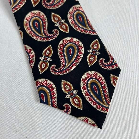 Villa Bugatti Black Paisley Italian Silk Necktie Luxury Designer Classic - Picture 8 of 8